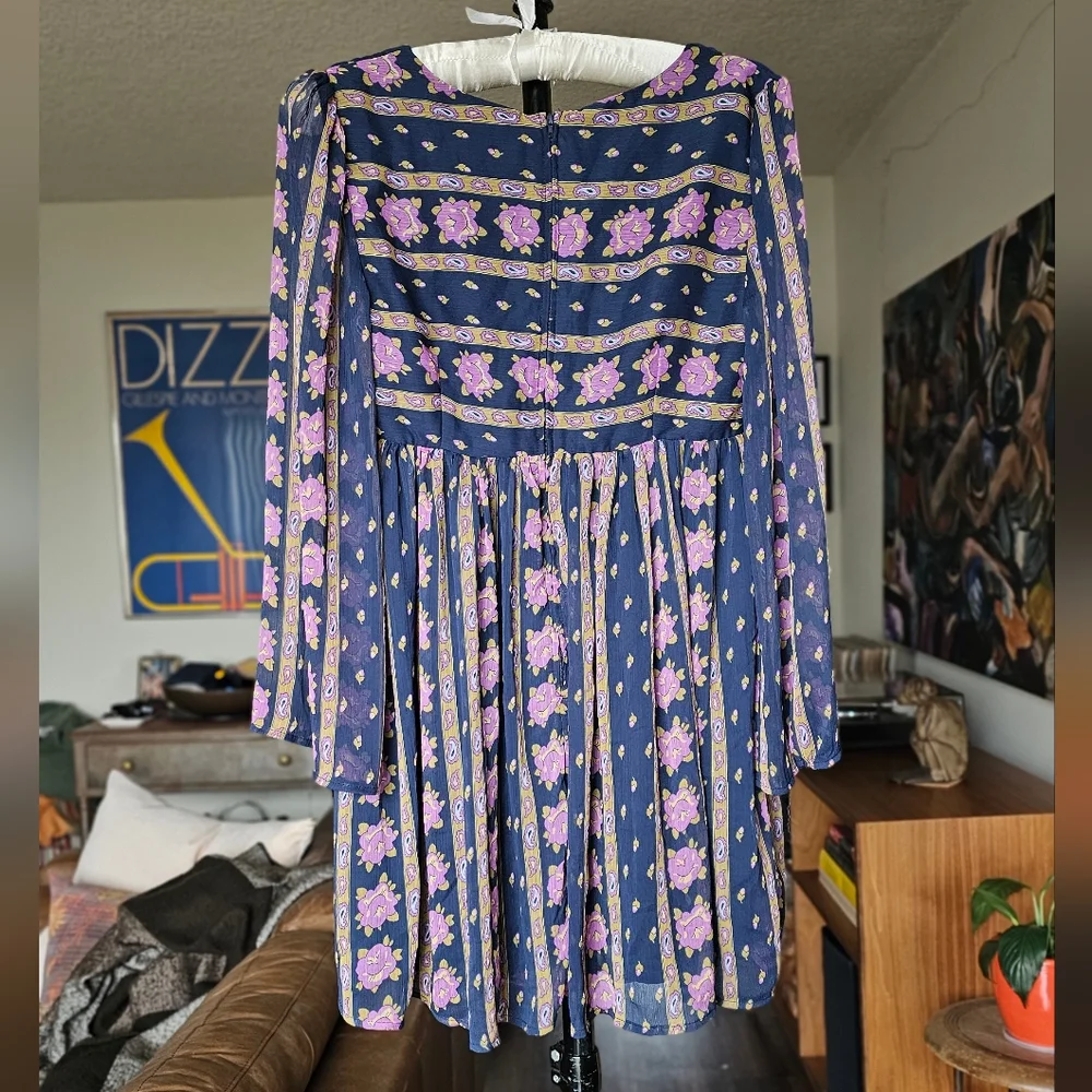 ModCloth Sweet Sixties Floral Paisley Babydoll Mini Dress - Picture 3 of 4